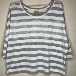 Striped Dolman Top with Lace Across the Front